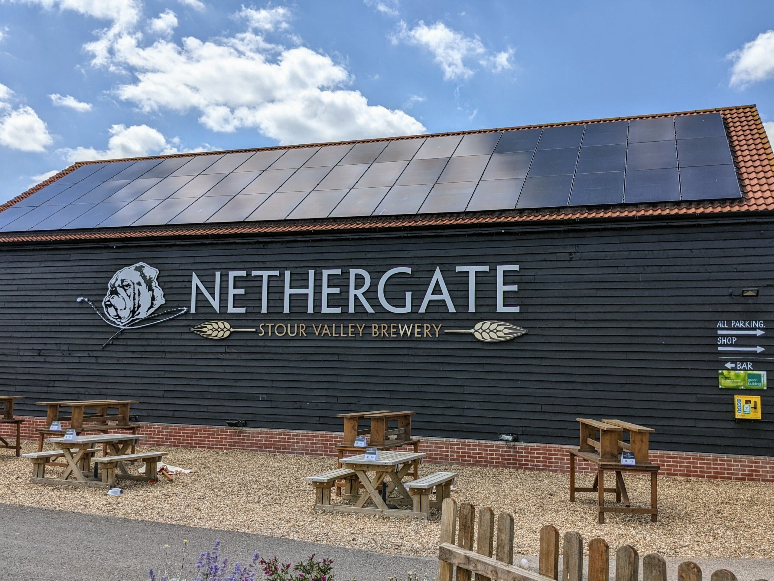 A building with 'Nethergate' written across the front and solar panels on the roof